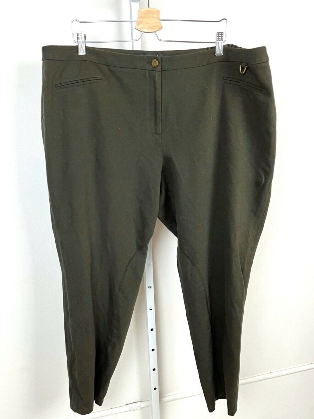TALBOTS 24W Plus Dalton Pants Stretch Knit Slim Skinny Riding Knee Seams Green
